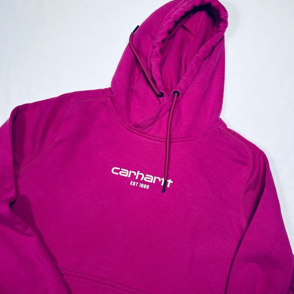 Carhartt Tops - Carhartt Force Relaxed Fit Hoodie Magenta Pink Womens Medium Sweatshirt Logo